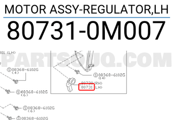 Nissan 807310M007 MOTOR ASSY-REGULATOR,LH