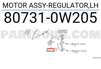 Nissan 807310W205 MOTOR ASSY-REGULATOR,LH
