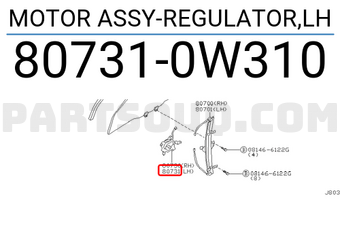Nissan 807310W310 MOTOR ASSY-REGULATOR,LH