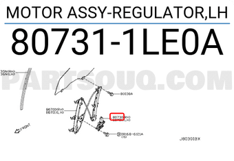 Nissan 807311LE0A MOTOR ASSY-REGULATOR,LH