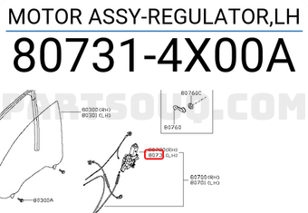 Nissan 807314X00A MOTOR ASSY-REGULATOR,LH