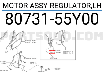 Nissan 8073155Y00 MOTOR ASSY-REGULATOR,LH