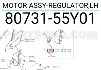 Nissan 8073155Y01 MOTOR ASSY-REGULATOR,LH