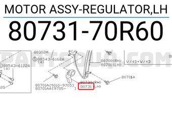 Nissan 8073170R60 MOTOR ASSY-REGULATOR,LH