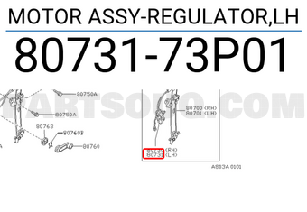 Nissan 8073173P01 MOTOR ASSY-REGULATOR,LH