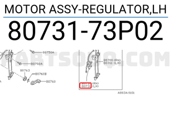 Nissan 8073173P02 MOTOR ASSY-REGULATOR,LH