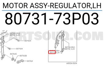 Nissan 8073173P03 MOTOR ASSY-REGULATOR,LH