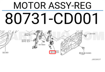 Nissan 80731CD001 MOTOR ASSY-REG