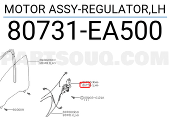 Nissan 80731EA500 MOTOR ASSY-REGULATOR,LH