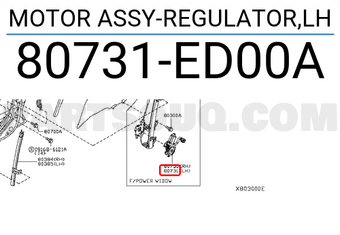 Nissan 80731ED00A MOTOR ASSY-REGULATOR,LH