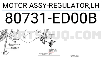 Nissan 80731ED00B MOTOR ASSY-REGULATOR,LH
