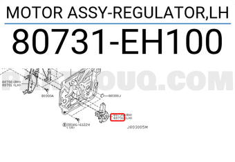 Nissan 80731EH100 MOTOR ASSY-REGULATOR,LH
