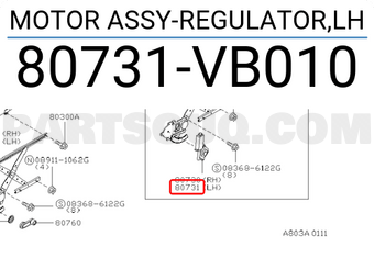 Nissan 80731VB010 MOTOR ASSY-REGULATOR,LH