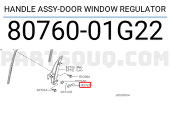 Nissan 8076001G22 HANDLE ASSY-DOOR WINDOW REGULATOR
