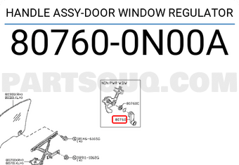 Nissan 807600N00A HANDLE ASSY-DOOR WINDOW REGULATOR