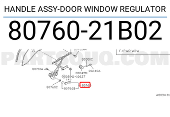 Nissan 8076021B02 HANDLE ASSY-DOOR WINDOW REGULATOR