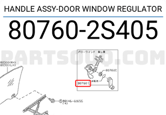 Nissan 807602S405 HANDLE ASSY-DOOR WINDOW REGULATOR