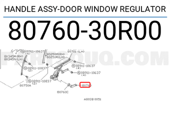 Nissan 8076030R00 HANDLE ASSY-DOOR WINDOW REGULATOR