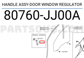 Nissan 80760JJ00A HANDLE ASSY-DOOR WINDOW REGULATOR