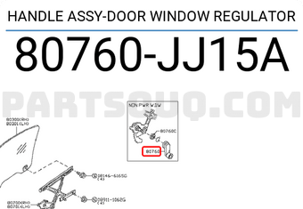 Nissan 80760JJ15A HANDLE ASSY-DOOR WINDOW REGULATOR