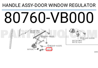Nissan 80760VB000 HANDLE ASSY-DOOR WINDOW REGULATOR