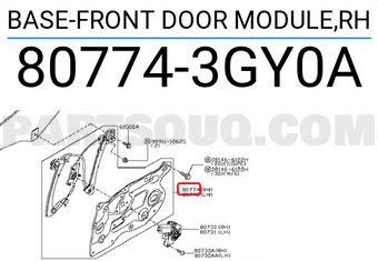 Nissan 807743GY0A BASE-FRONT DOOR MODULE,RH