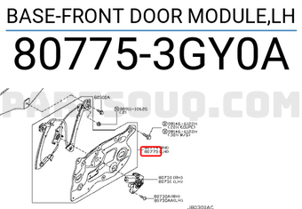 Nissan 807753GY0A BASE-FRONT DOOR MODULE,LH