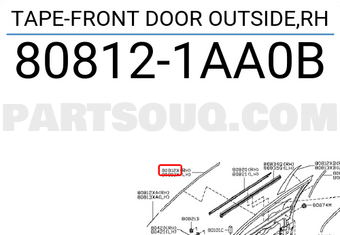 Nissan 808121AA0B TAPE-FRONT DOOR OUTSIDE,RH