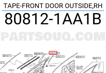 Nissan 808121AA1B TAPE-FRONT DOOR OUTSIDE,RH