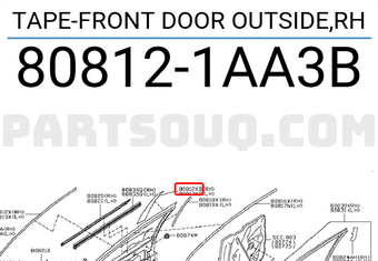 Nissan 808121AA3B TAPE-FRONT DOOR OUTSIDE,RH