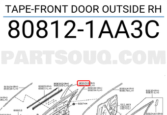 Nissan 808121AA3C TAPE-FRONT DOOR OUTSIDE RH