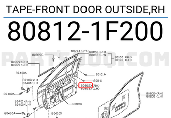 Nissan 808121F200 TAPE-FRONT DOOR OUTSIDE,RH
