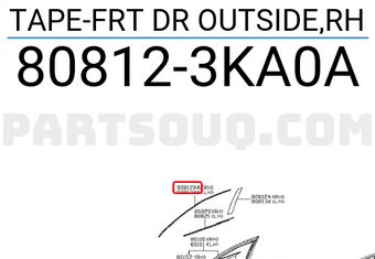 Nissan 808123KA0A TAPE-FRT DR OUTSIDE,RH