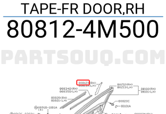 Nissan 808124M500 TAPE-FR DOOR,RH