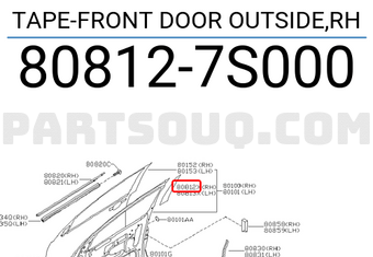 Nissan 808127S000 TAPE-FRONT DOOR OUTSIDE,RH