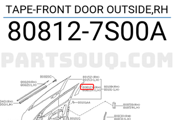 Nissan 808127S00A TAPE-FRONT DOOR OUTSIDE,RH