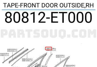 Nissan 80812ET000 TAPE-FRONT DOOR OUTSIDE,RH