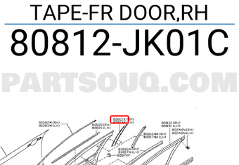 Nissan 80812JK01C TAPE-FR DOOR,RH