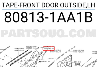 Nissan 808131AA1B TAPE-FRONT DOOR OUTSIDE,LH