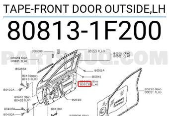 Nissan 808131F200 TAPE-FRONT DOOR OUTSIDE,LH