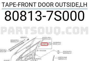 Nissan 808137S000 TAPE-FRONT DOOR OUTSIDE,LH