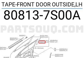 Nissan 808137S00A TAPE-FRONT DOOR OUTSIDE,LH