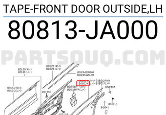 Nissan 80813JA000 TAPE-FRONT DOOR OUTSIDE,LH