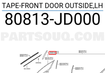 Nissan 80813JD000 TAPE-FRONT DOOR OUTSIDE,LH