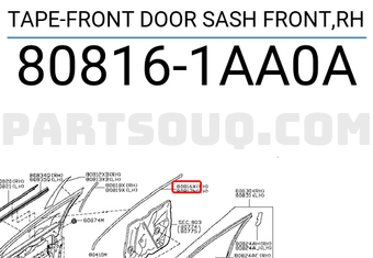 Nissan 808161AA0A TAPE-FRONT DOOR SASH FRONT,RH