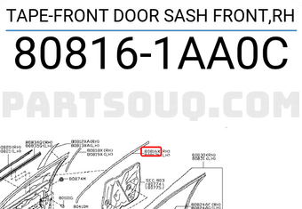 Nissan 808161AA0C TAPE-FRONT DOOR SASH FRONT,RH