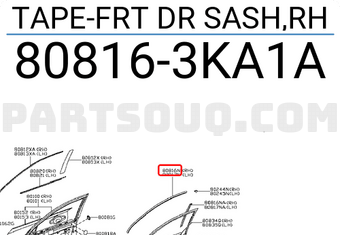 Nissan 808163KA1A TAPE-FRT DR SASH,RH