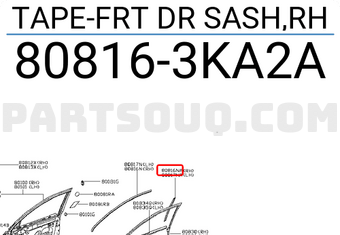 Nissan 808163KA2A TAPE-FRT DR SASH,RH