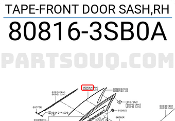Nissan 808163SB0A TAPE-FRONT DOOR SASH,RH