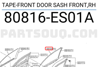 Nissan 80816ES01A TAPE-FRONT DOOR SASH FRONT,RH